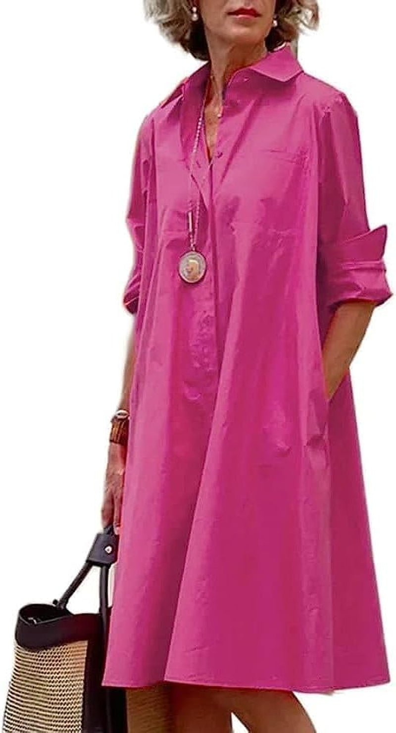 Chic Plus Size Linen Shirt Dress with Pockets - Image 6