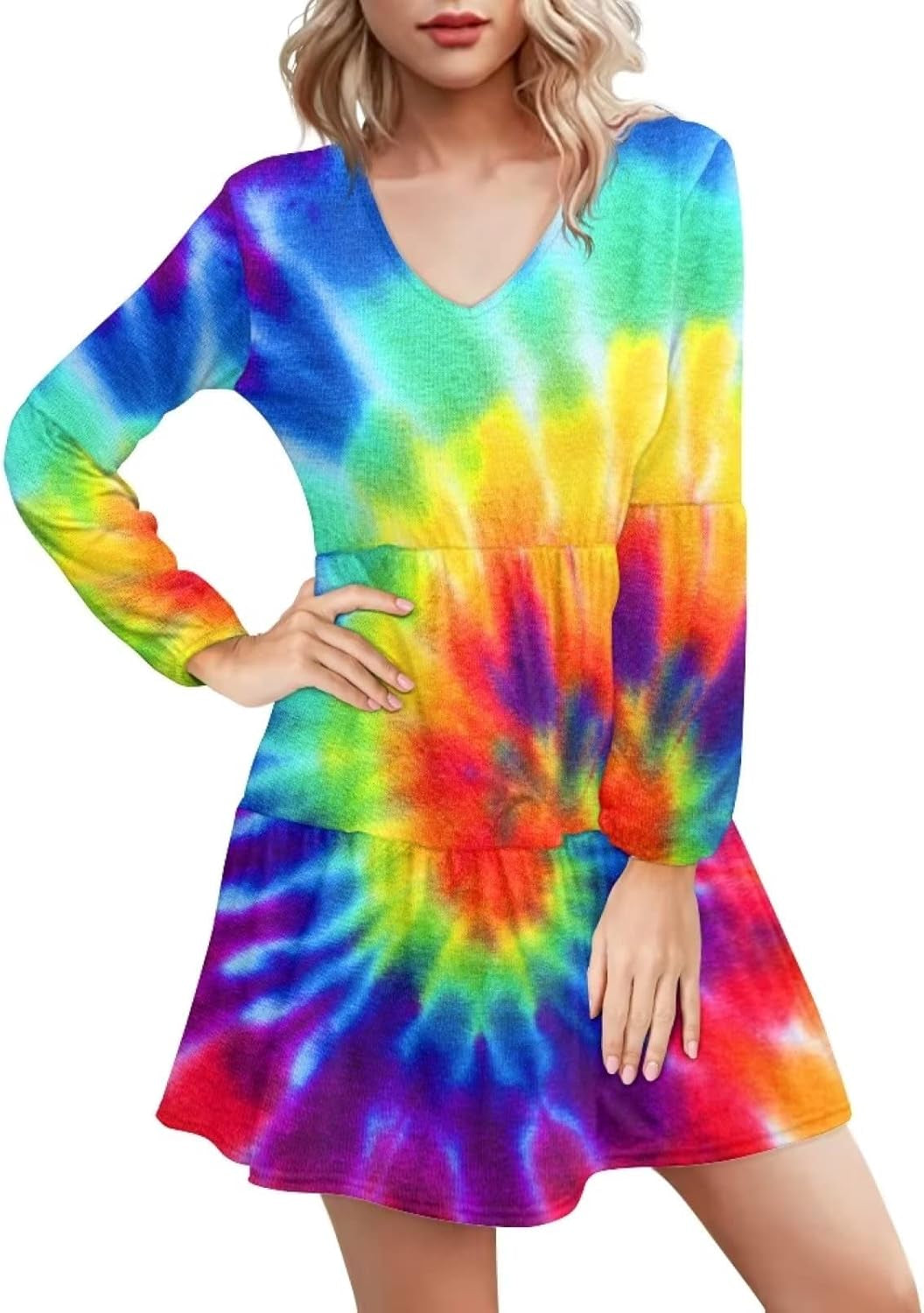 Flowy V-Neck Tunic Dress for Women - Plus Size S-4XL - Image 33