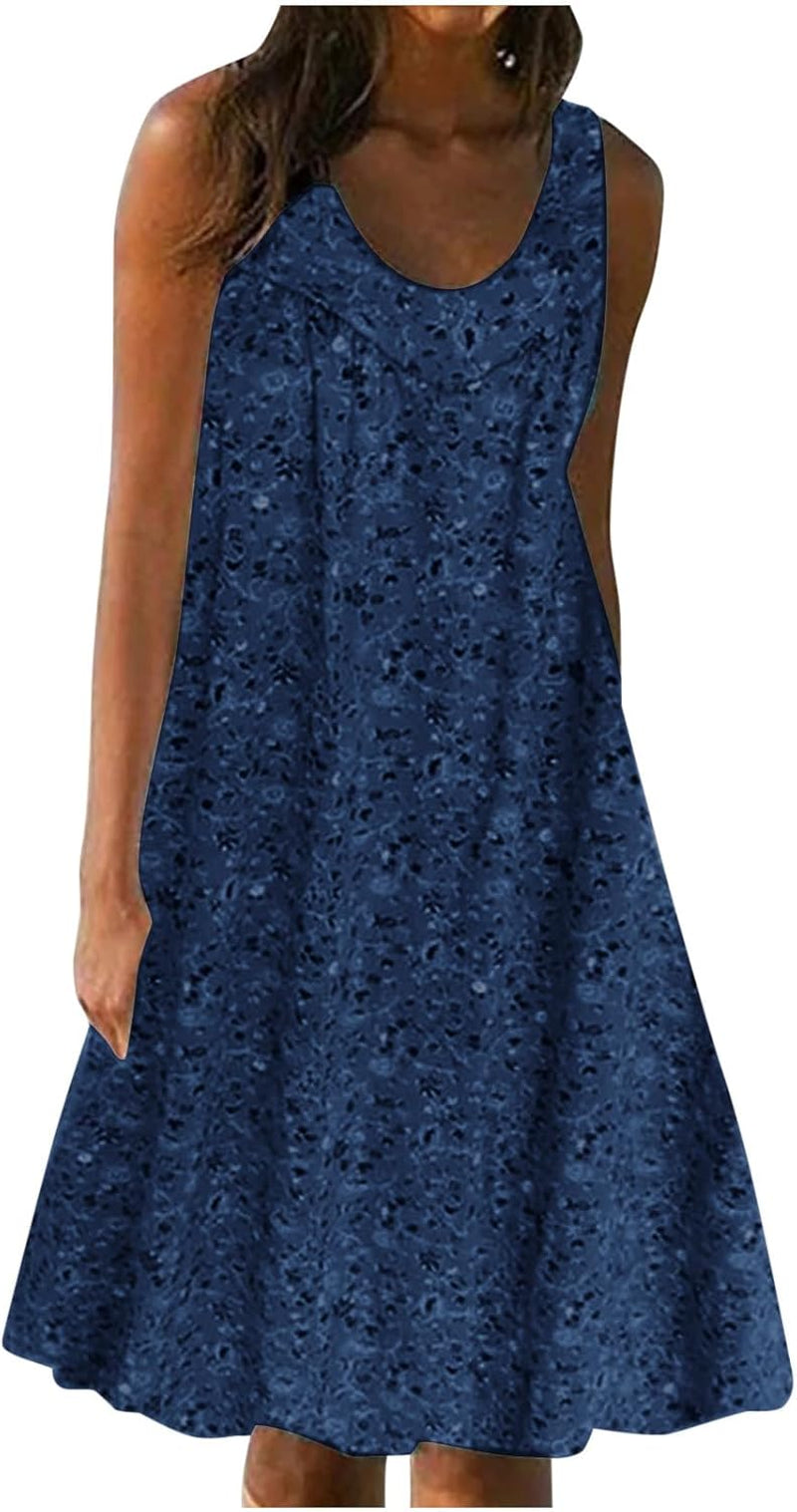 Floral Ruffle Swing Sundress: Trendy Sleeveless Beach Midi Dress - Image 8