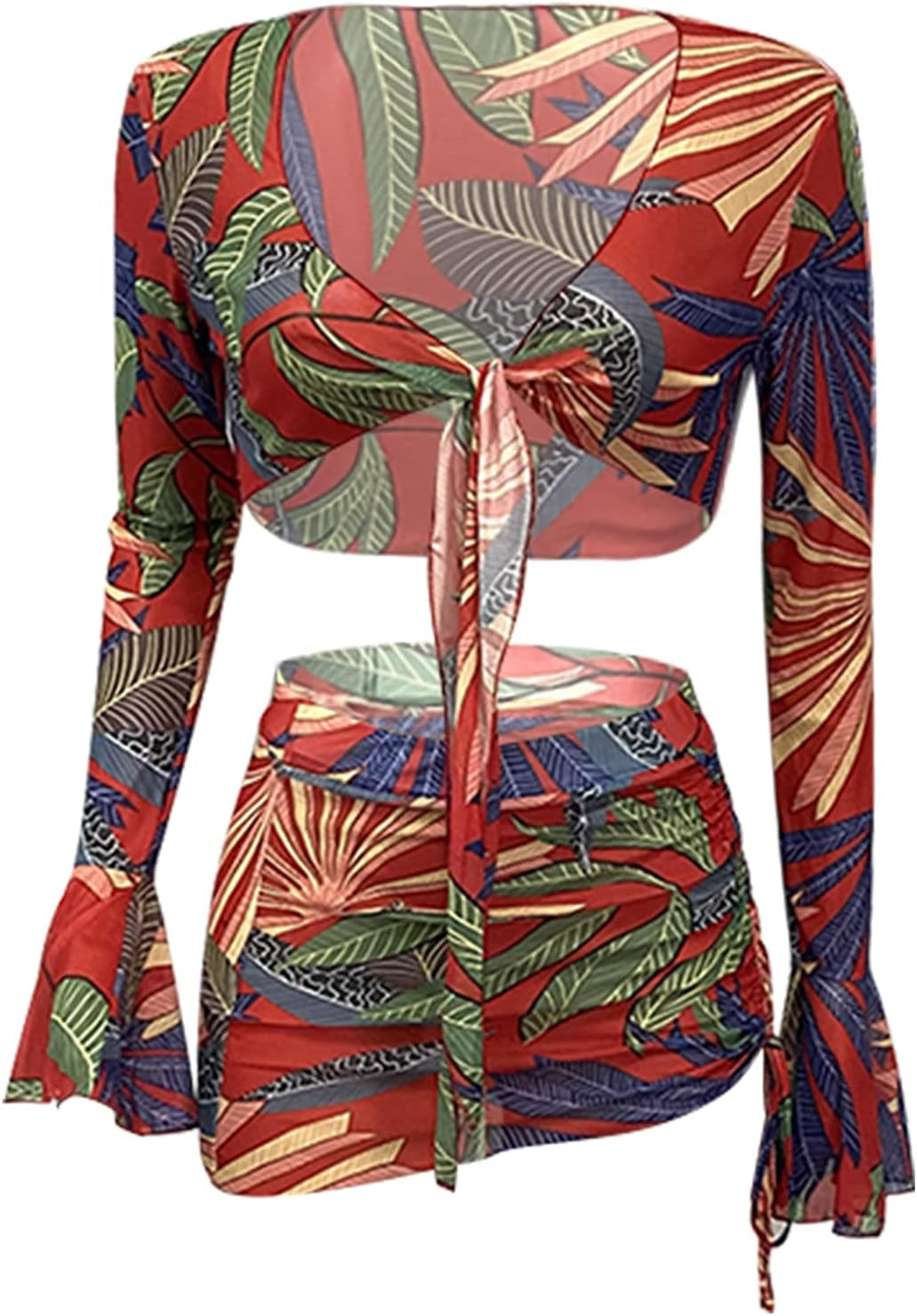 Ruffle Sleeve Sheer Mesh Mini Dress Set - Sexy 2 Piece Party Outfit - Image 5