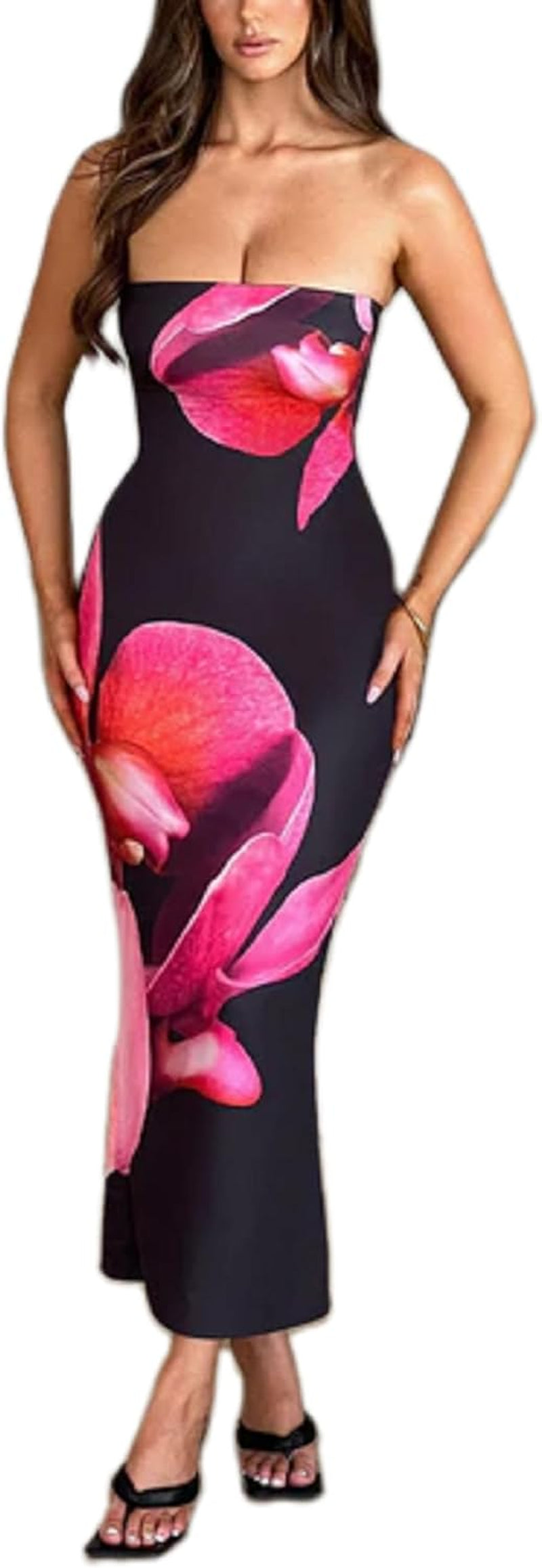 Floral Fantasy Strapless Maxi Tube Dress