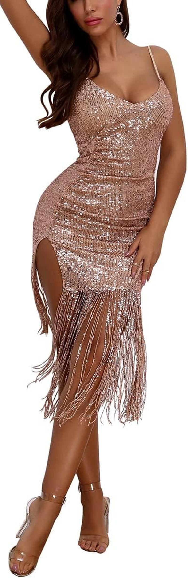 Satin Seduction: Adjustable Spaghetti Strap Cocktail Midi Dress - Image 36