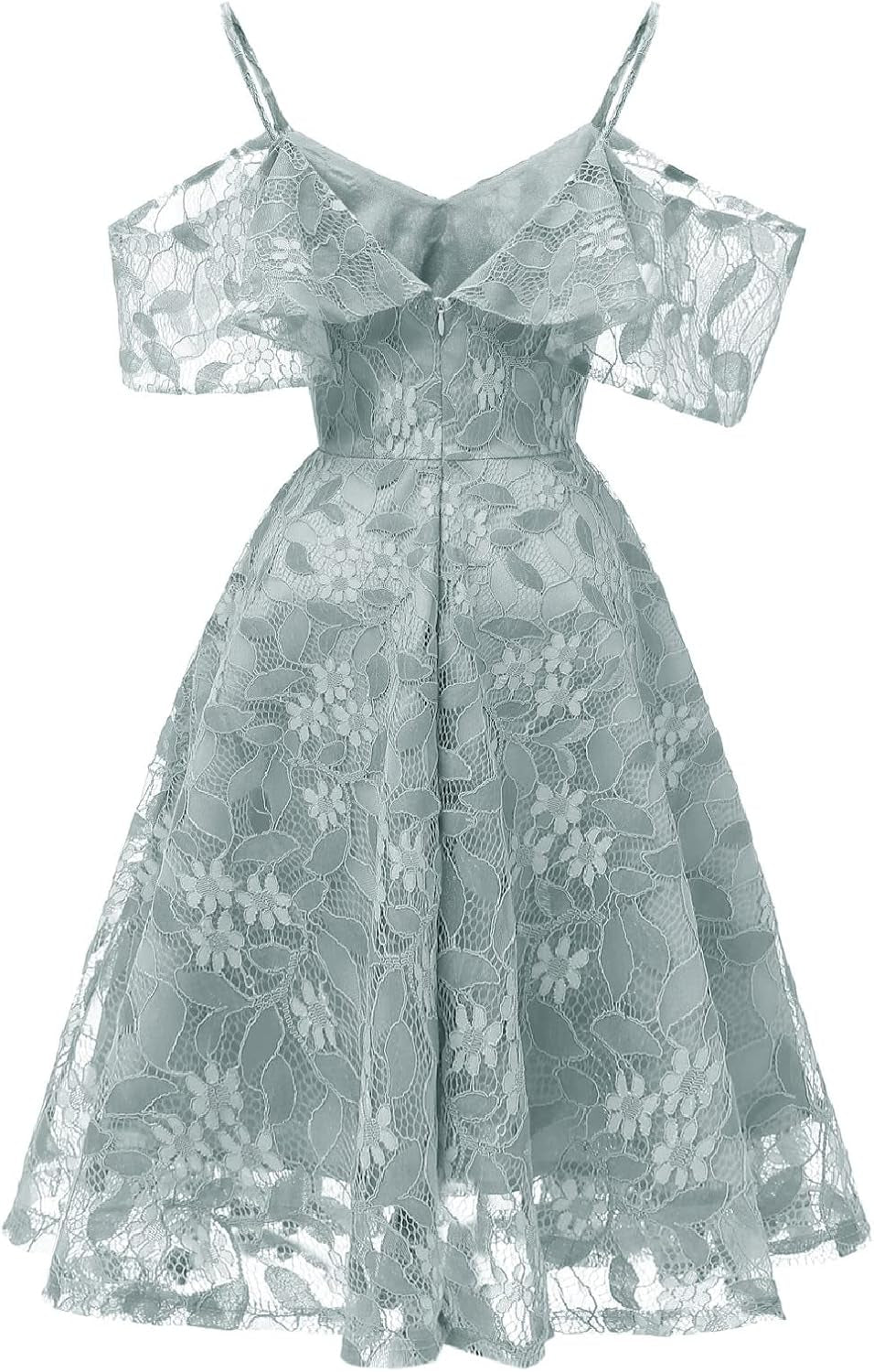 Vintage Lace Ruffle Sleeve A-Line Party Dress - Image 4