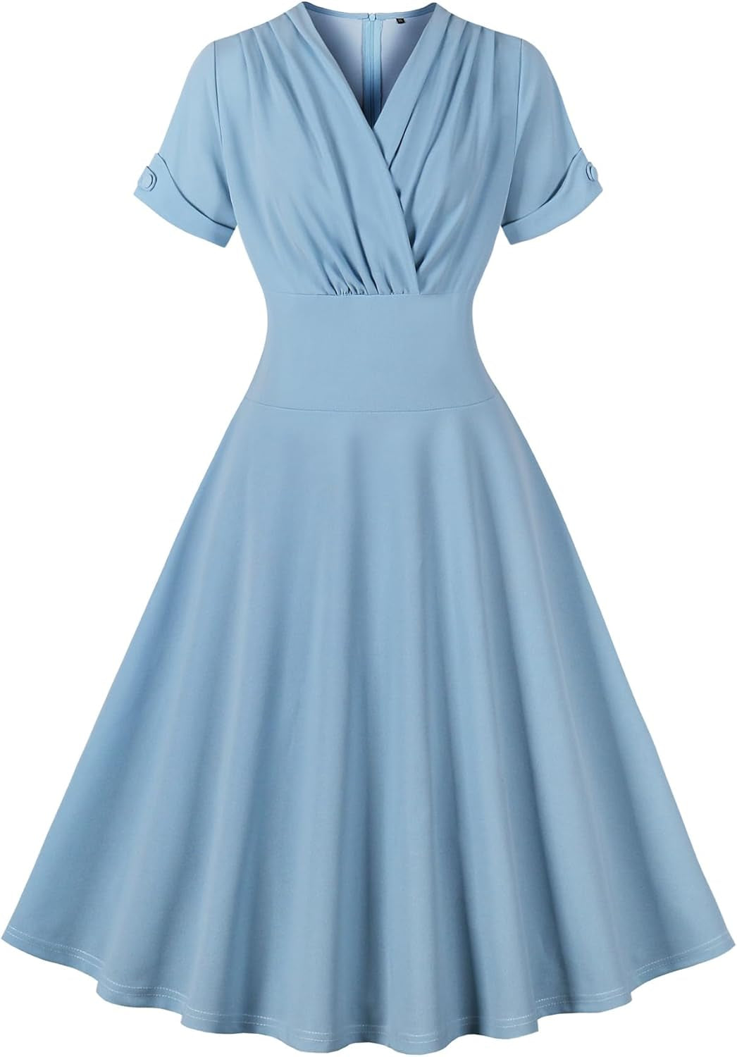 Vintage V-Neck Wrap Dress with High Waist - Retro 40s, 50s, 60s Style by - Image 18