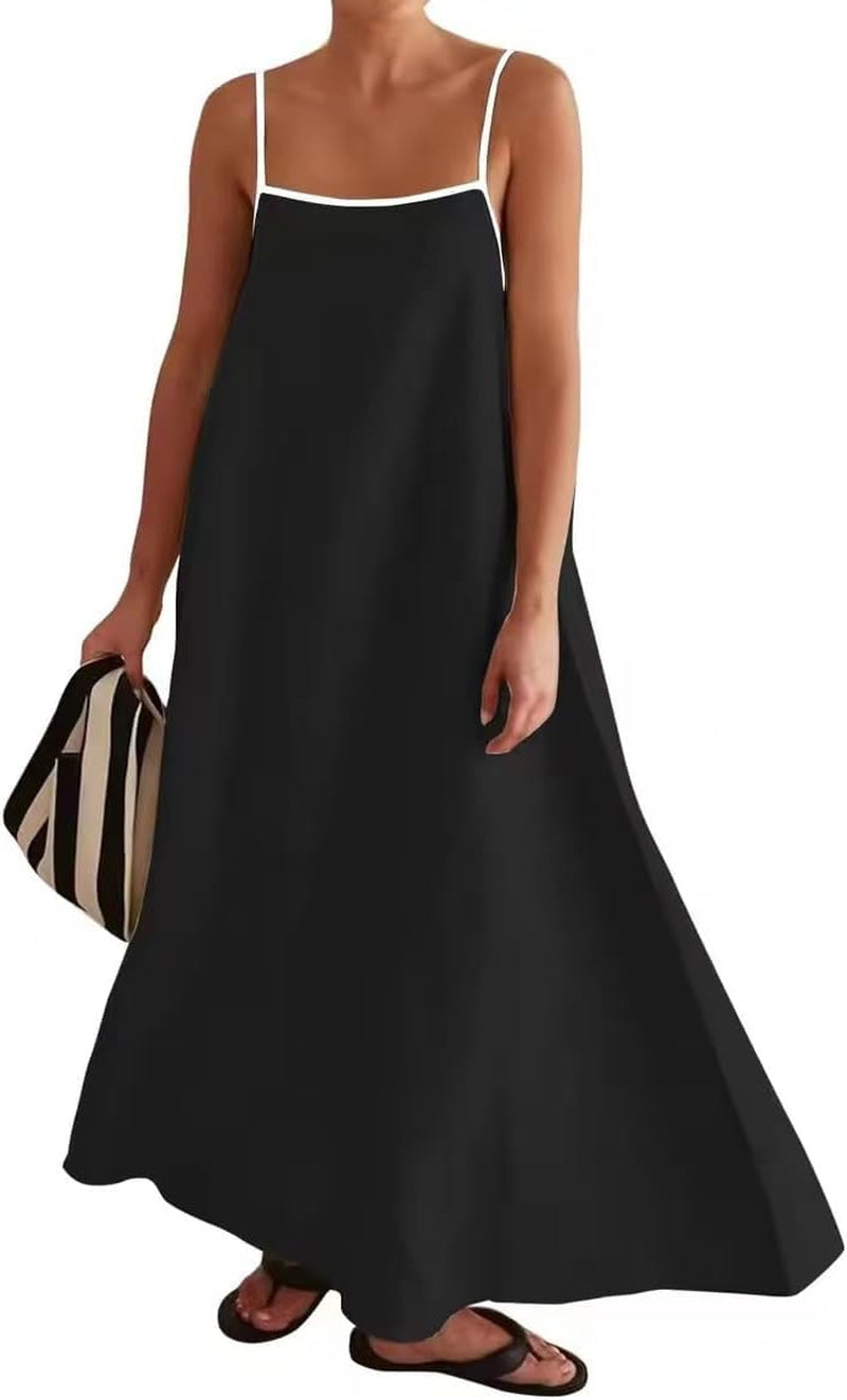 Color Block Maxi Slip Dress: Adjustable Beach Tank Style - Image 8