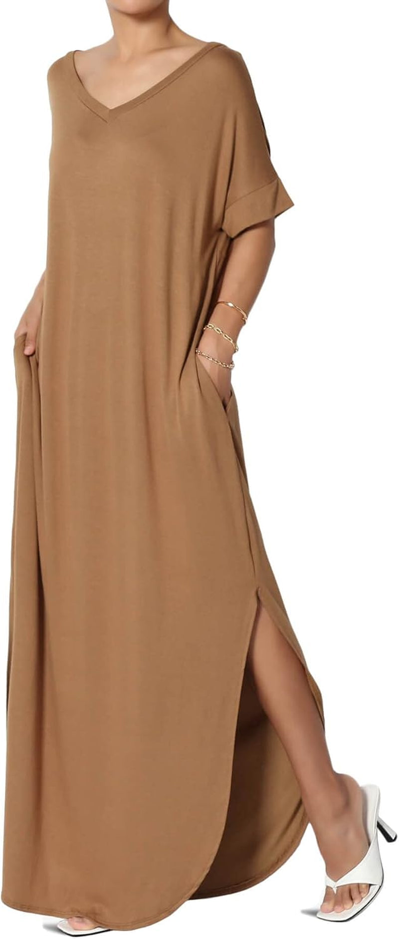 Relaxed T-Shirt Slit Maxi Dress: Casual Chic for Women - Image 21