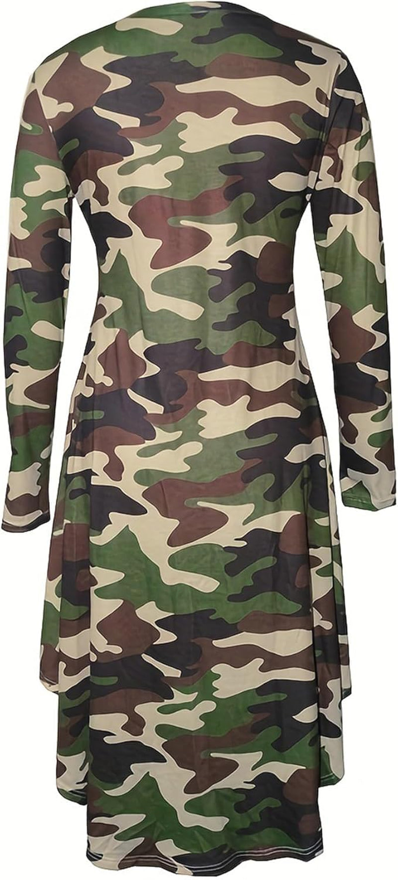 Camouflage Chic: African-Inspired Long Sleeve Ruffle Hem Shirt Dress for Women - Image 4
