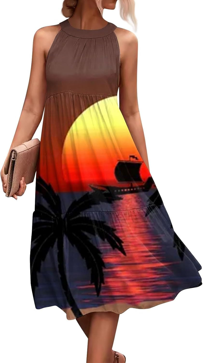 Beach Color Block Summer Dresses 2024: Stylish Sleeveless Halter Neck Dress for Women, S-5XL - Image 11