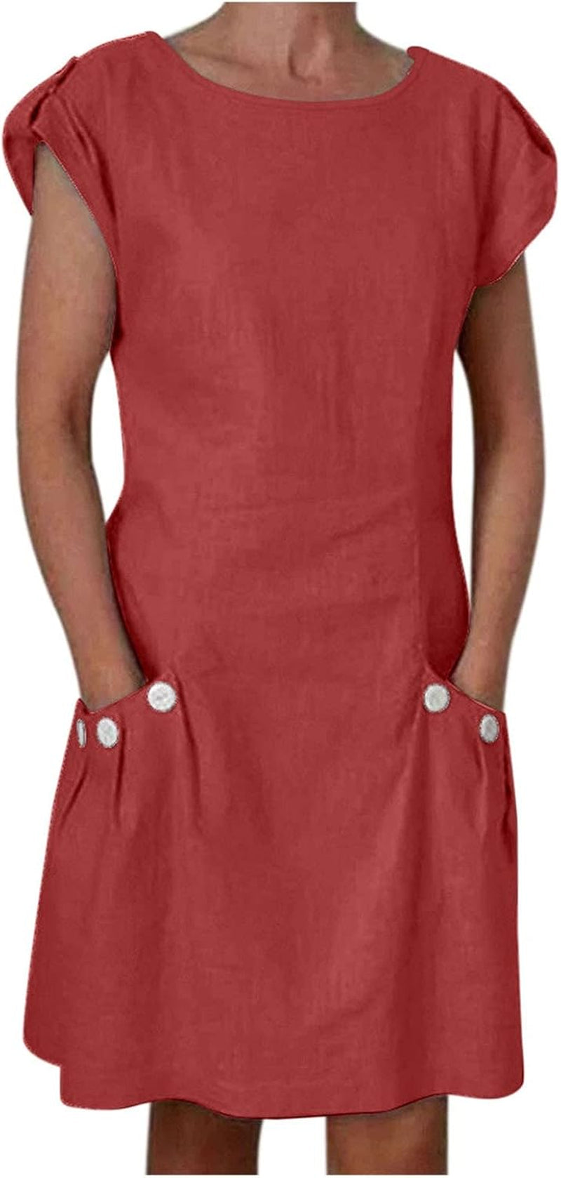 Party Perfect Button Dress with Pockets - Flattering Loose Fit and Round Neckline for Women - Image 8