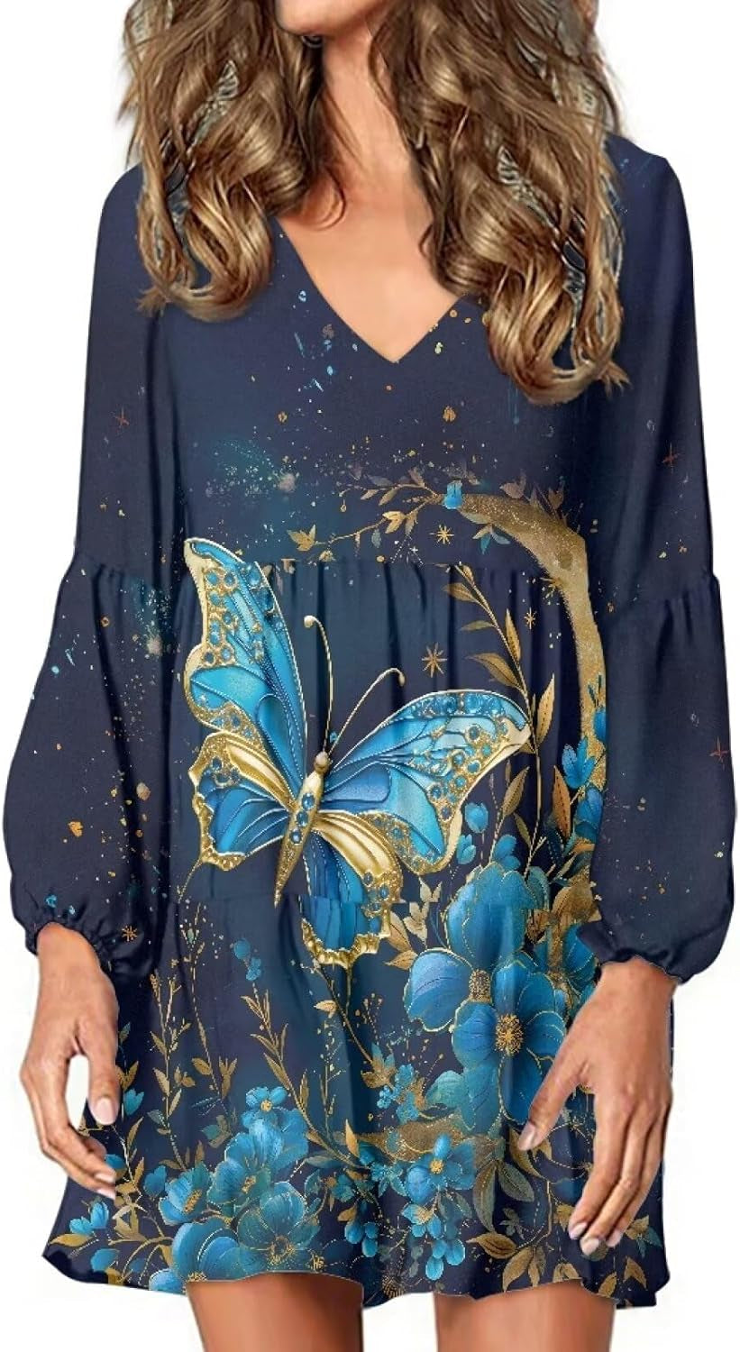 Flowy V-Neck Tunic Dress for Women - Plus Size S-4XL - Image 40