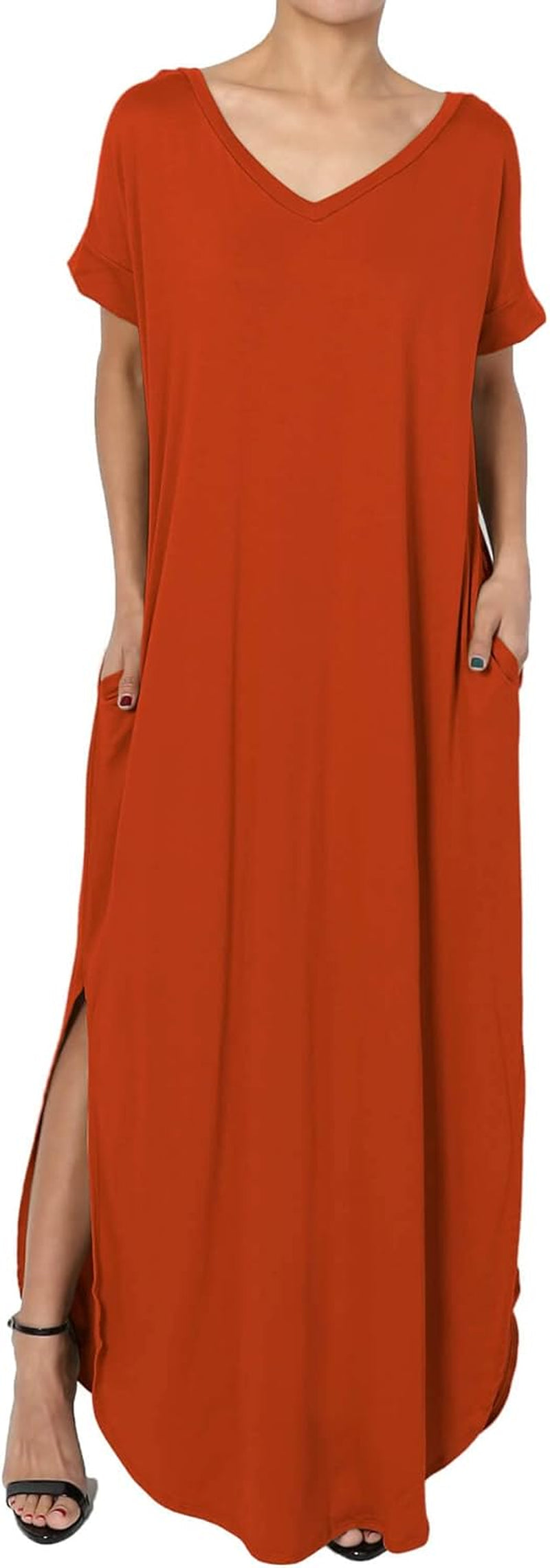 Relaxed Viscose Jersey Maxi Dress with Slit Styling - Image 15