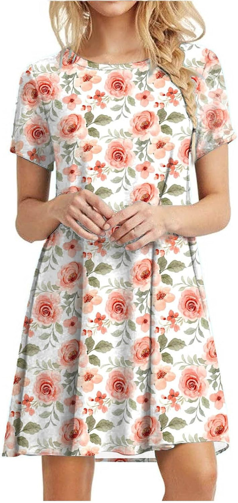 Trendy Summer T-shirt Dresses - Printed Round Neck, Short Sleeve, Knee Length - Women's Casual Wardrobe Essential! - Image 17
