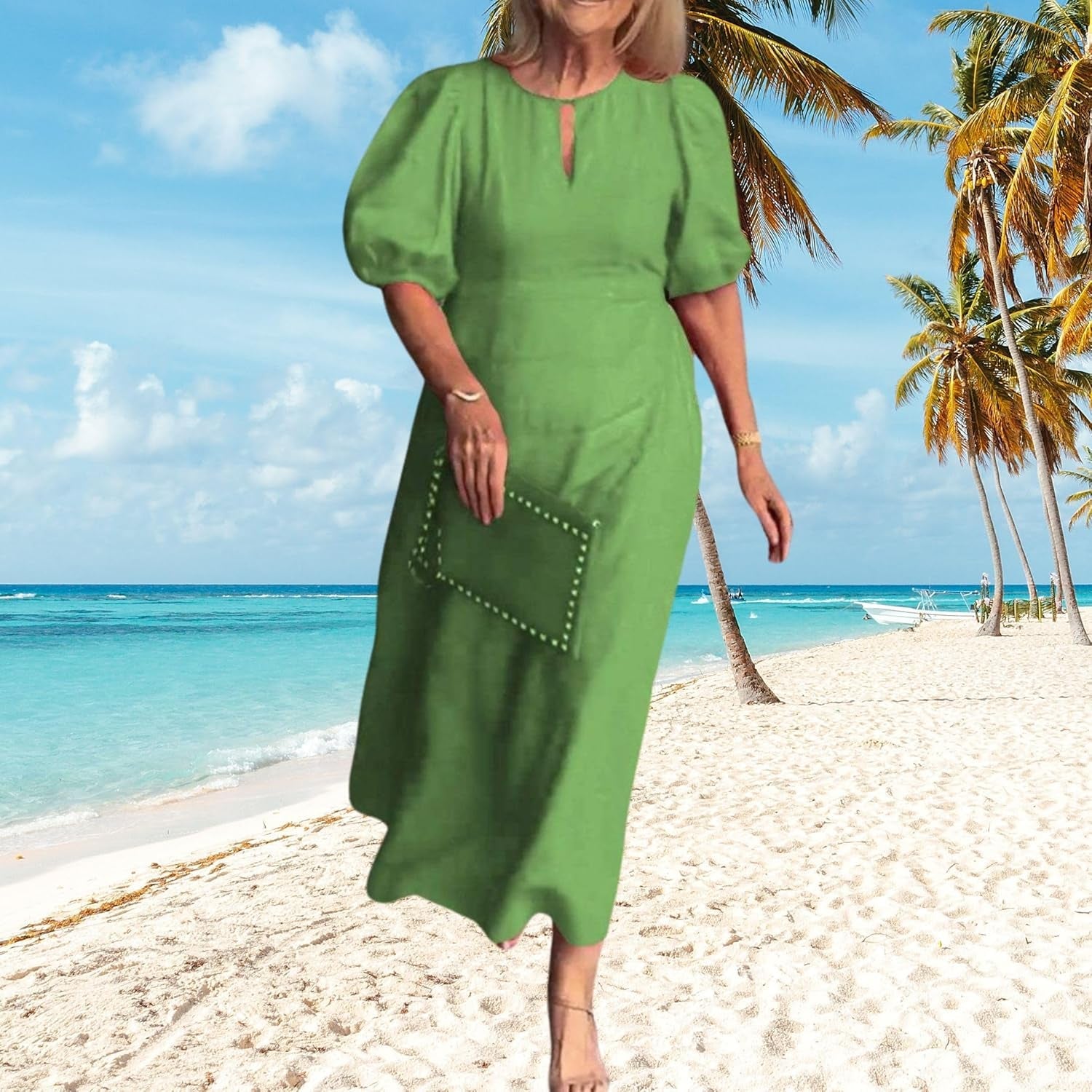 Summer Breeze: Flowy Linen Maxi Dress for Women - Image 4