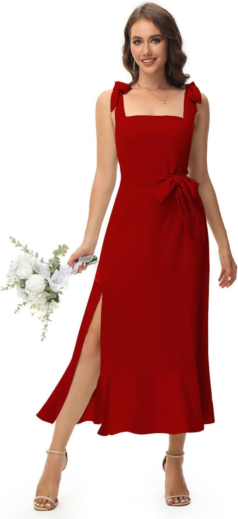Ruffled Elegance: Women's Deep V-Neck Bridesmaid Party Dress - Image 13