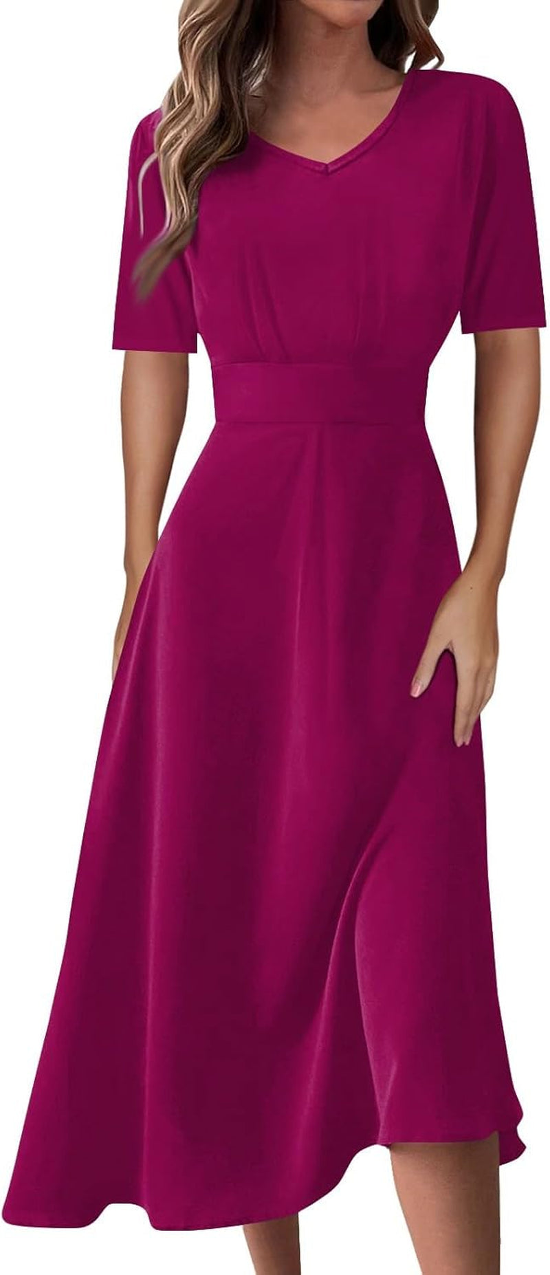 Chic Spring Dresses: Flowy Short Sleeve V-Neck Styles for Women - Image 26