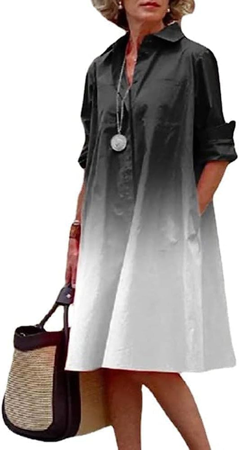 Chic Plus Size Linen Shirt Dress with Pockets - Image 7