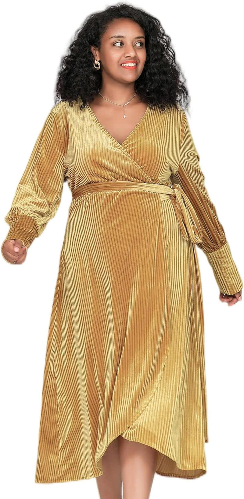 Velvet Vixen: Plus Size Long Sleeve Wrap Dress for Cocktail Parties and Special Events - Image 11
