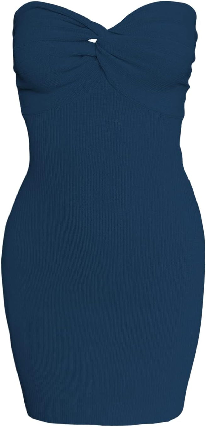 Sweetheart Knit Twisted Strapless Bodycon Mini Dress - Image 9