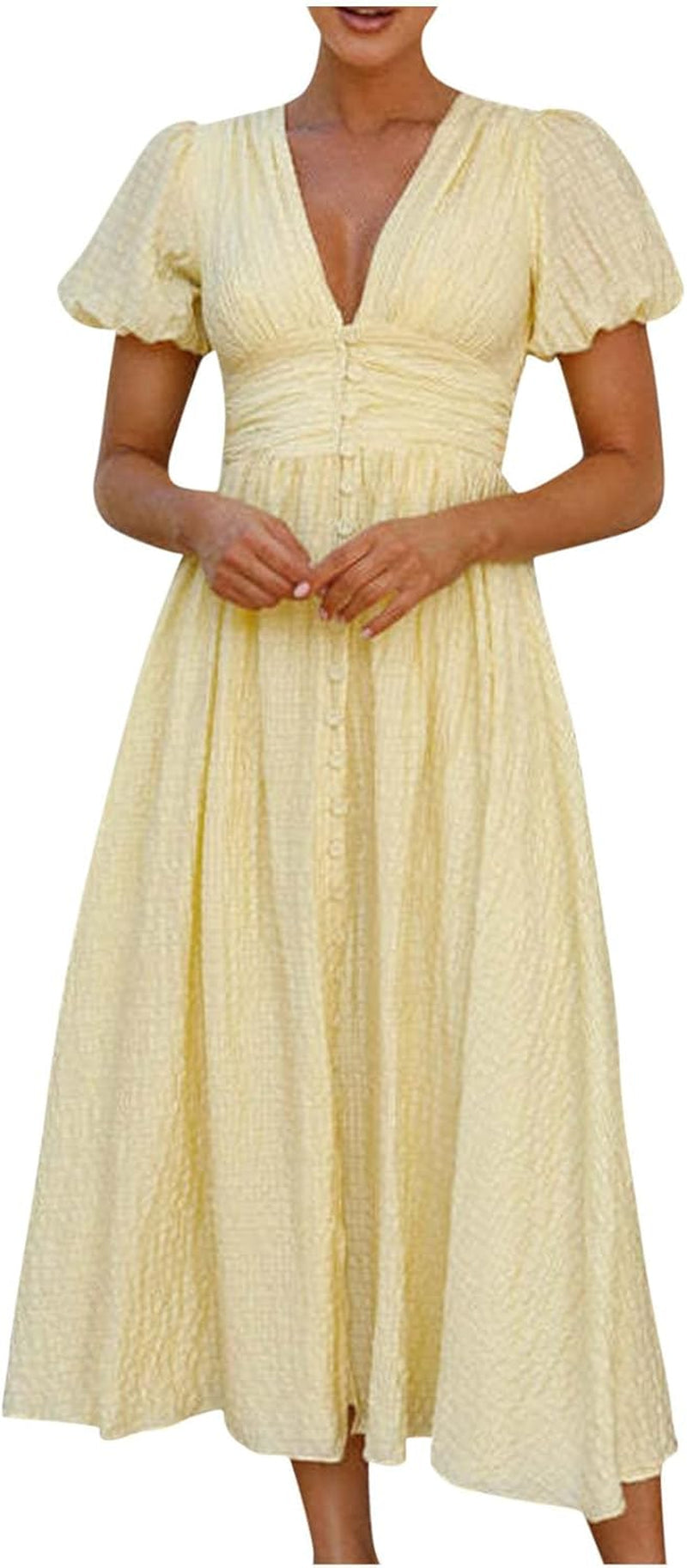 Flowy Ruffle Button Down Maxi Dress for Women - Image 24