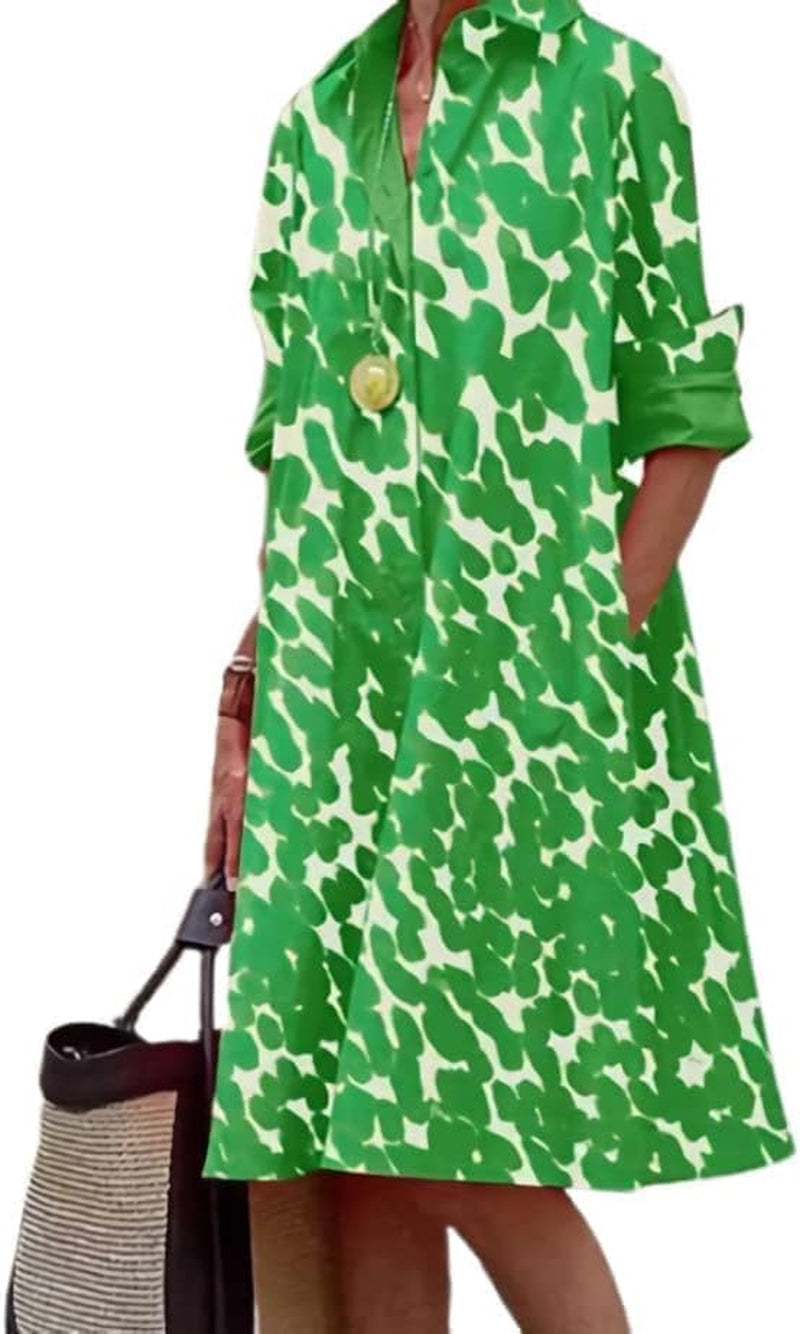 Chic Plus Size Linen Shirt Dress with Pockets - Image 12