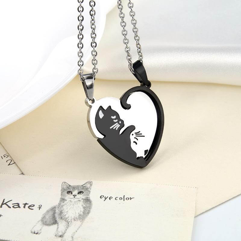 Couples Pendant For Boyfriend And Girlfriend Stainless Steel Matching  Relationship Simple Cute Cat Heart Yin Yang Necklace For Couples Pendant  Husband