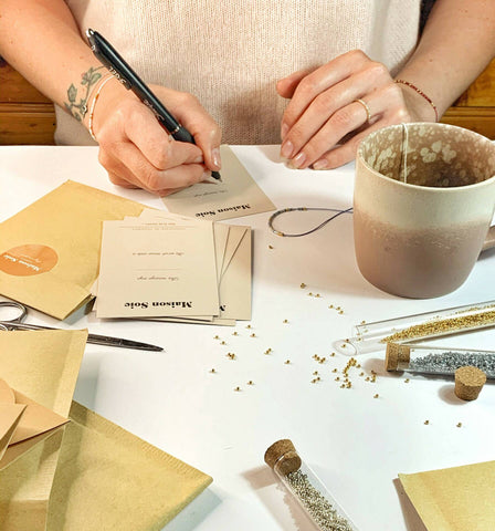 Making our handmade morse code beaded jewellery