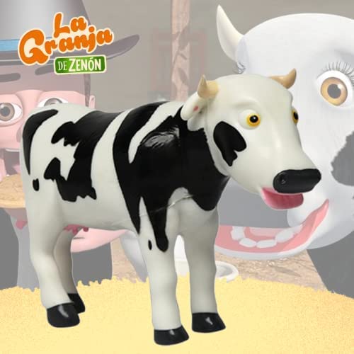 Lola Cow figure from La Granja de Zenón positioned in a playful farm setting.