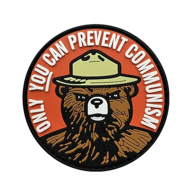 Bear 'Only You Can Prevent Communism | Round' PVC Rubber Velcro Patch
