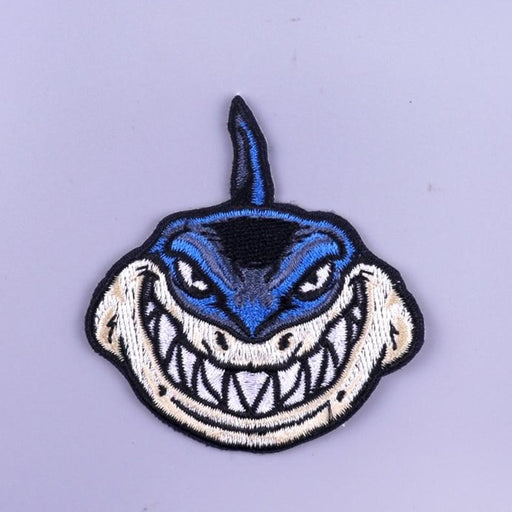 Electric Shark Patch 506 2 Inch Diameter Embroidered Patch 