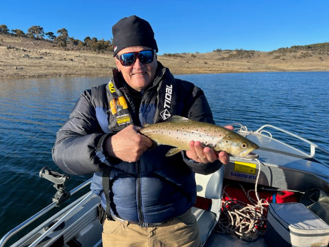 Mick with a couple of loch style browns on Eucumbene