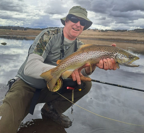 Tom Baxter with a surface sipping Eucumbene Brown.
