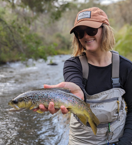 Rebecca Bailey with a Dry Fly caught High Country Brown