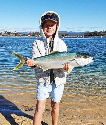 Fishing report picture- Zeph catching a good sized King