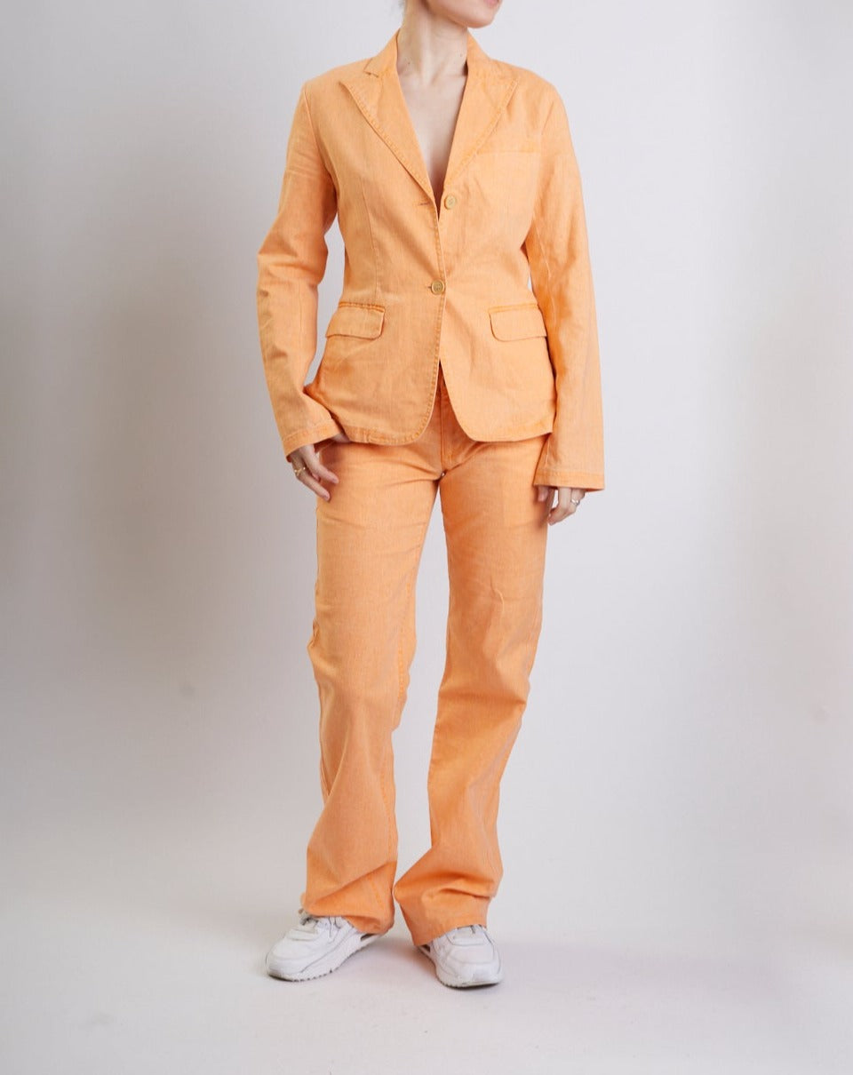 orange trouser suit womens