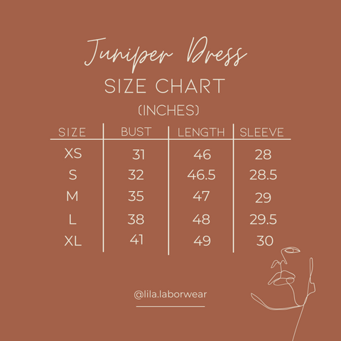 Juniper dress size chart