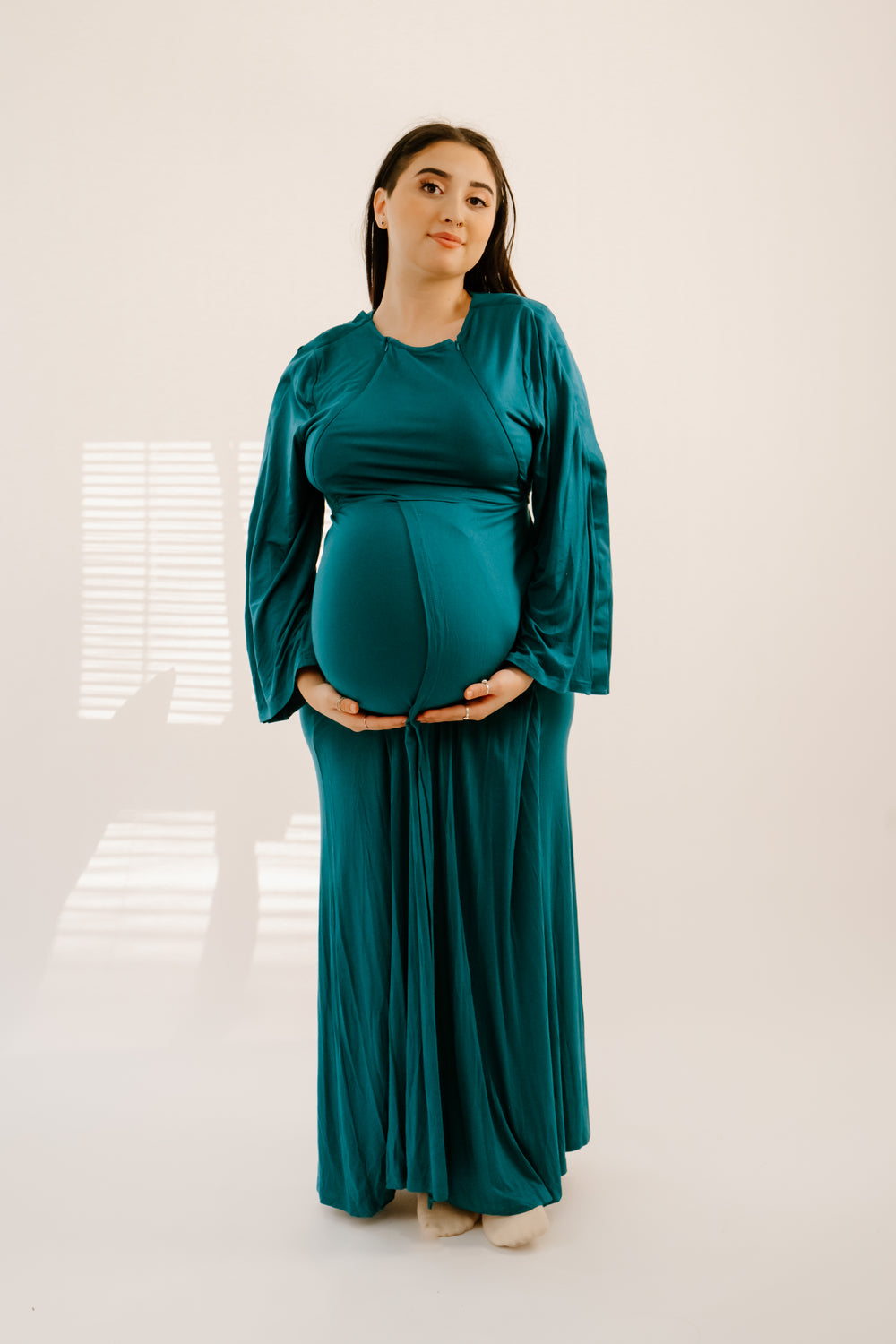 Lila Labor & Postpartum Gown in Emerald