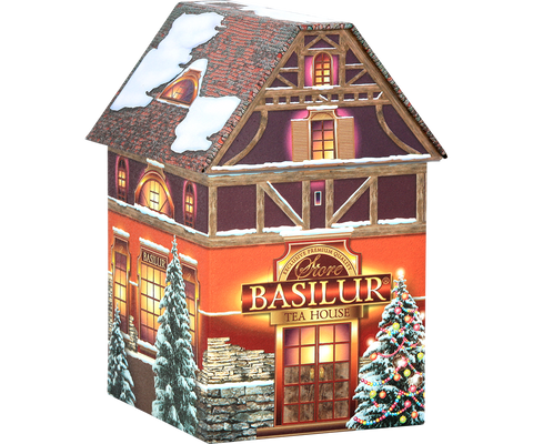 Czarna herbata Christmas House w opakowaniu w kształcie domku