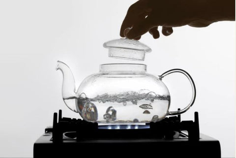 Glass kettle filled with water