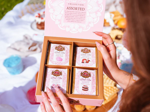 Basilur Pink Tea set with unique sweets