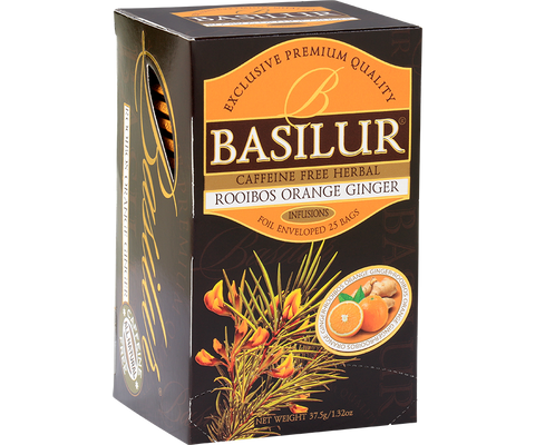 Basilur Rooibos Orange Ginger red winter tea with orange and ginger.