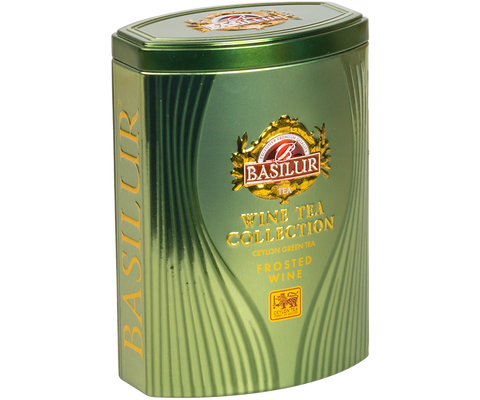 Basilur Frosted Wine green tea with the aroma of ice wine in a can.