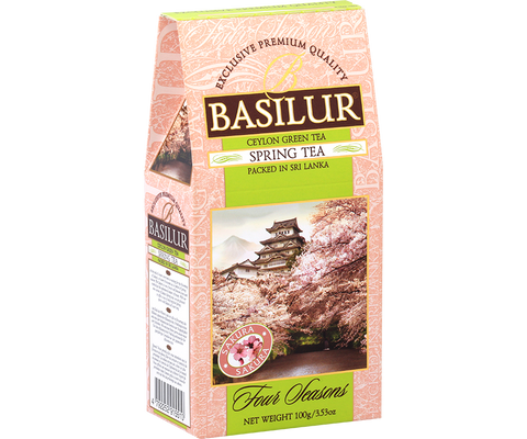 Herbata zielona Basilur Spring Tea z aromatem wiśni.