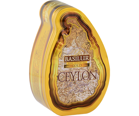 Basilur Gold black loose-leaf Ceylon tea in a can.