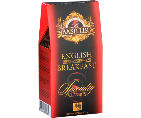 Basilur English Breakfast black loose-leaf Ceylon tea without additives in a cone.