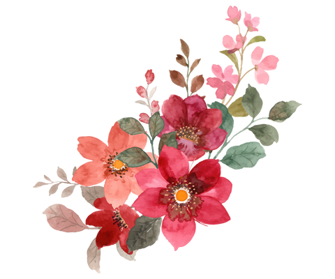 Grafika przedstawiająca bukiet kwiatów.