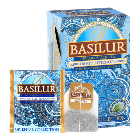 Basilur Frosty Afternoon black tea with passion fruit and orange.