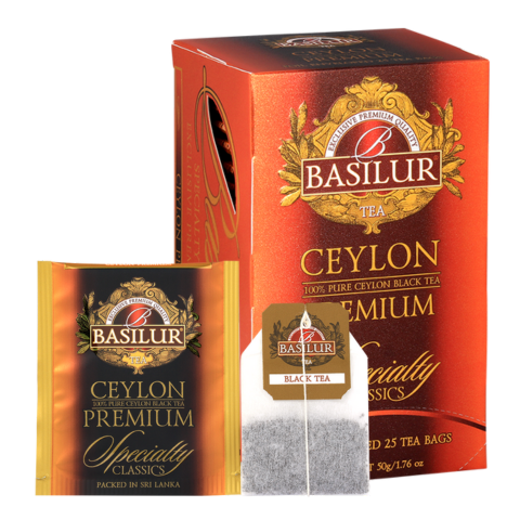 Czarna herbata klasyczna Basilur Ceylon Premium bez dodatków.