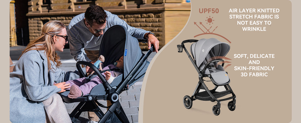 Reversible Baby Stroller, ELITTLE EMU Full-Size Toddler Stroller, Full  Recline Cockpit Compact Stroller, 0-36 Months Newborn Infant Stroller