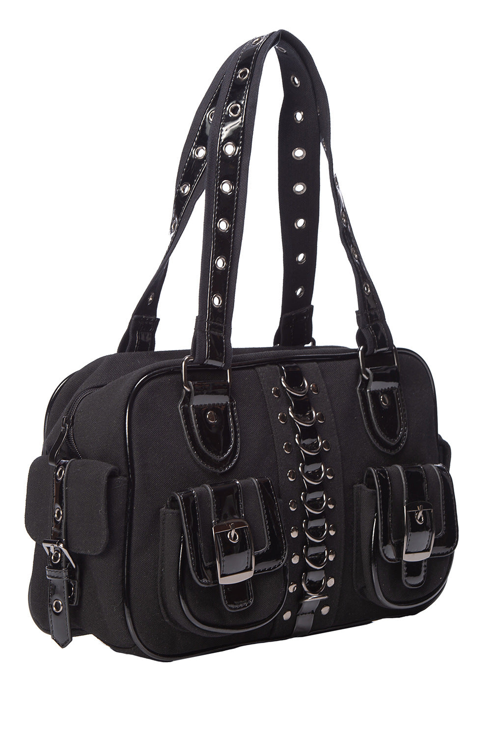 Black Bondage Style Studded Handbag Shoulder Bag by Banned Alternative ...