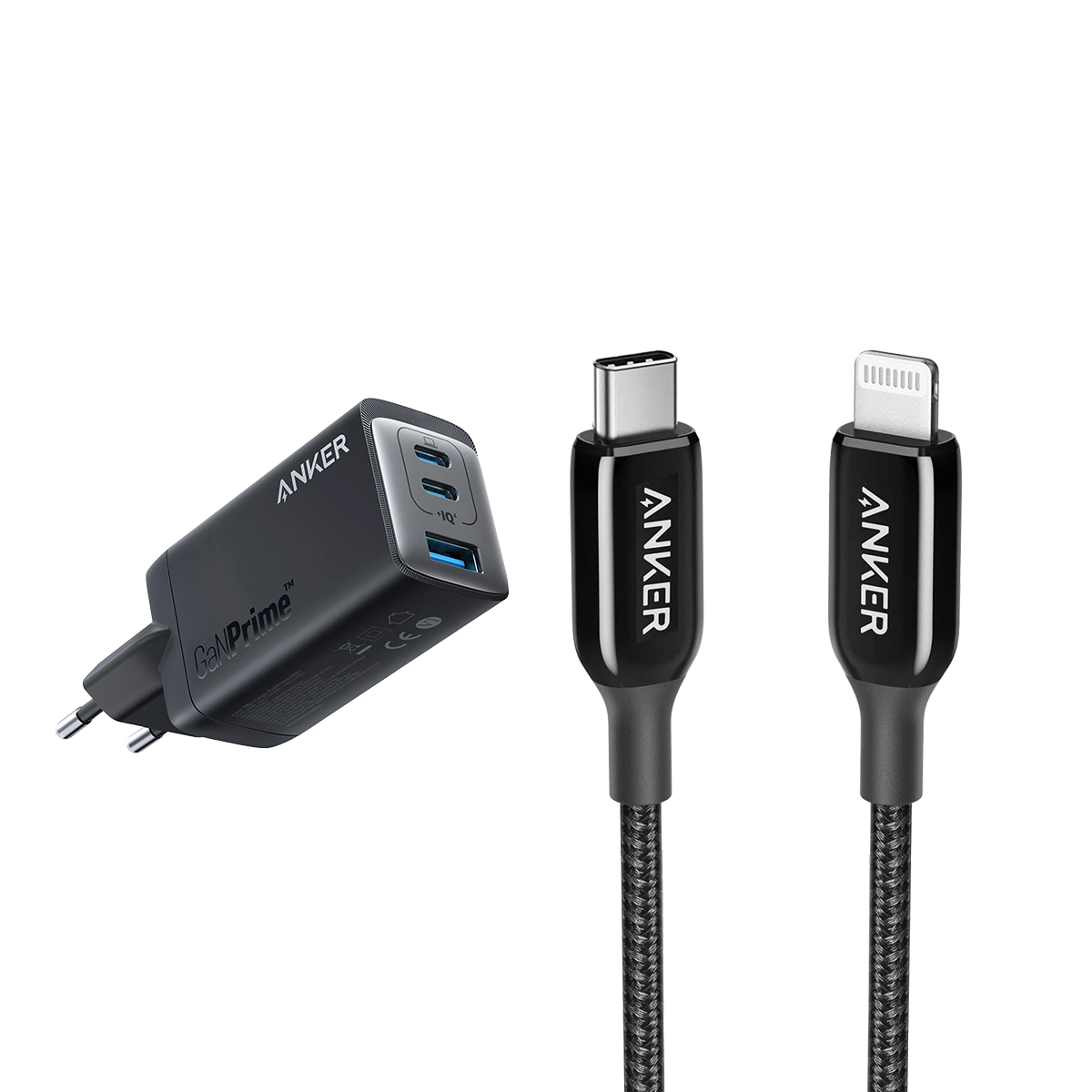 Anker 735 Charger (GaNPrime 65W) and Anker 762 USB-C to Lightning Cable (6  ft Nylon) - Anker Europe